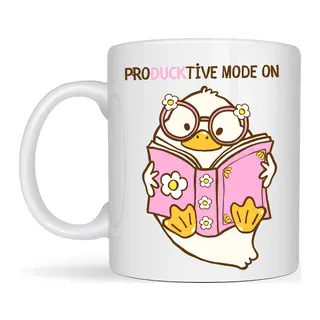 Producktive Mode On Tasarımlı Kupa Model 223 Sevimli Ördek Baskılı Seramik Kahve Kupası