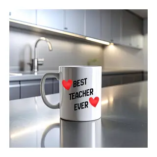 Best Teacher Ever Baskılı Kupa Model 202 Seramik Kahve Kupası Öğretmen Hediyesi Özel Tasarım Bardak