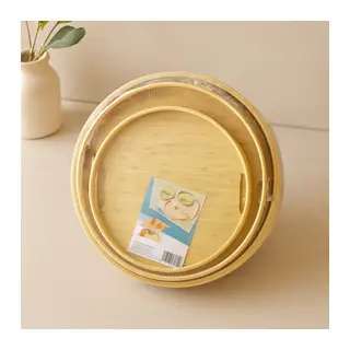 Bambu Ahşap Yuvarlak Tepsi Seti 30/35/38 cm (3'lü)