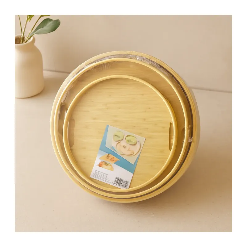 Bambu Ahşap Yuvarlak Tepsi Seti 30/35/38 cm (3'lü)