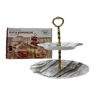 Benekli Katlı Melamin Sunumluk