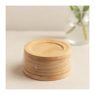 Bambu Ahşap Çay Tabağı 6'lı - 9.7 cm
