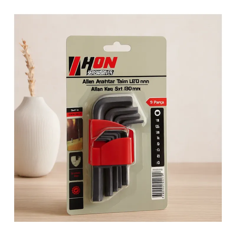 9 Parça Kısa Düz 120mm Alyan Anahtar Takımı (Siyah)