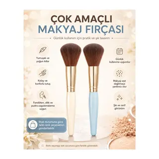 Çok Amaçlı Makyaj Fırçası Yumuşak Kıllı Ergonomik Saplı Fondöten Allık ve Pudra Fırçası