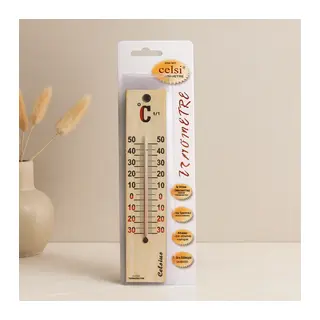 Ahşap Oda Termometresi 4 x 18.8 cm (İç/Dış) - Cıva ve Kurşun İçermez