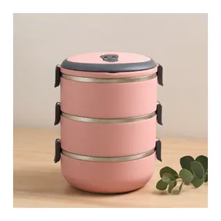 3'lü 1.8L Sefer Tası Saklama Kabı - Açık Pembe