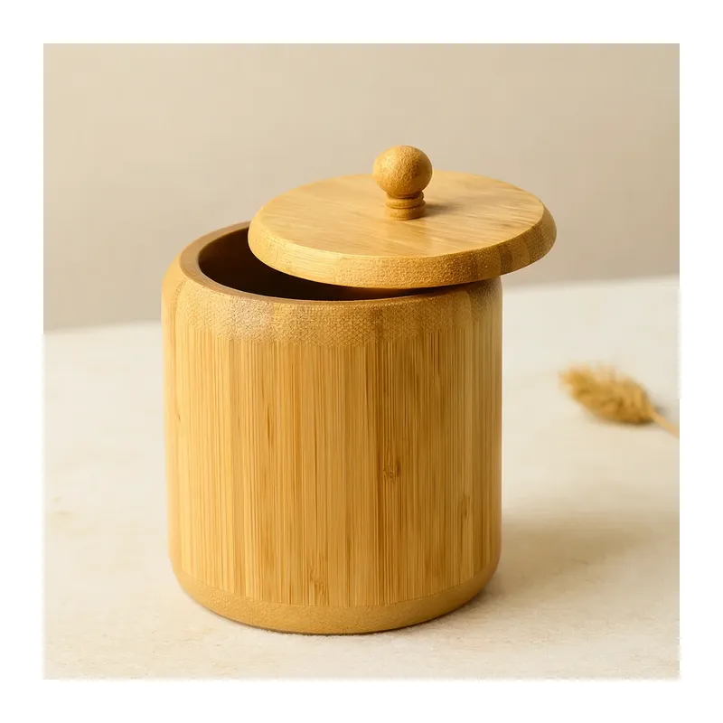 Ahşap Bambu Kapaklı Şekerlik Ø11.3 cm