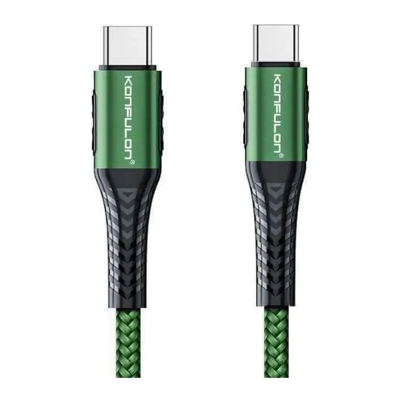 Konfulon DC43 Type-C to Type-C 1M Örgü 60W Hızlı Şarj Kablo - Yeşil