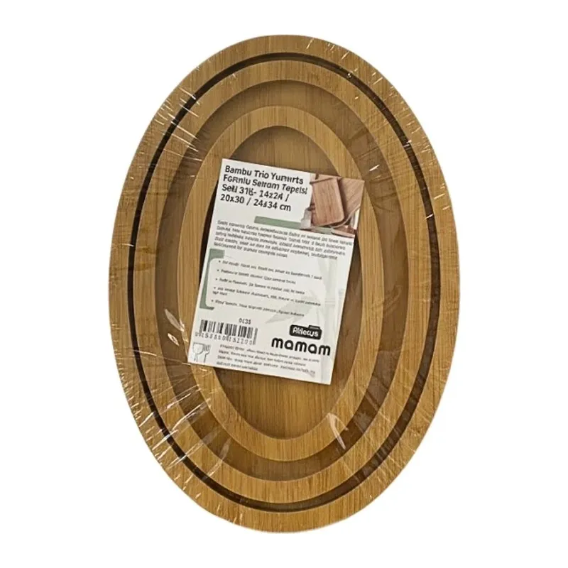 Bambu Oval 3'li Sunum Tepsisi