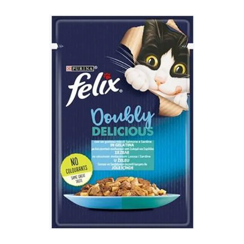 Pouch Çifte Lezzet Somonlu ve Sardalyalı Yetişkin Kedi Konservesi 26 Adet 85 Gr
