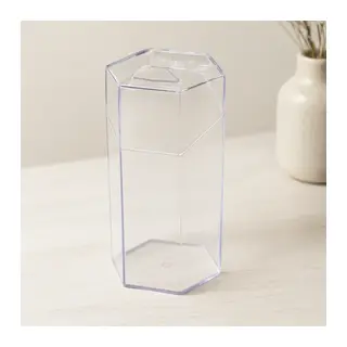 Kapaklı Makyaj Fırça Organizeri (6 Bölmeli) Mika Kristal Plastik 10x8.9x20 cm