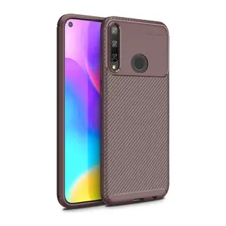 Huawei P40 Lite Uyumlu E Kılıf Auto Focus Karbon Kapak - Kahverengi