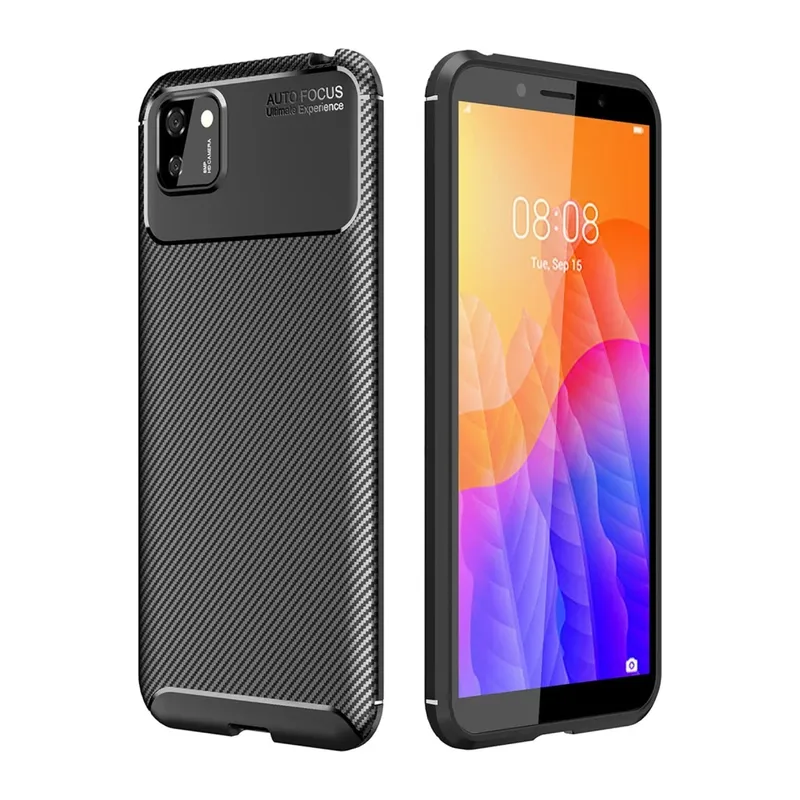Huawei Y5P Uyumlu Kılıf Auto Focus Karbon Kapak - Siyah