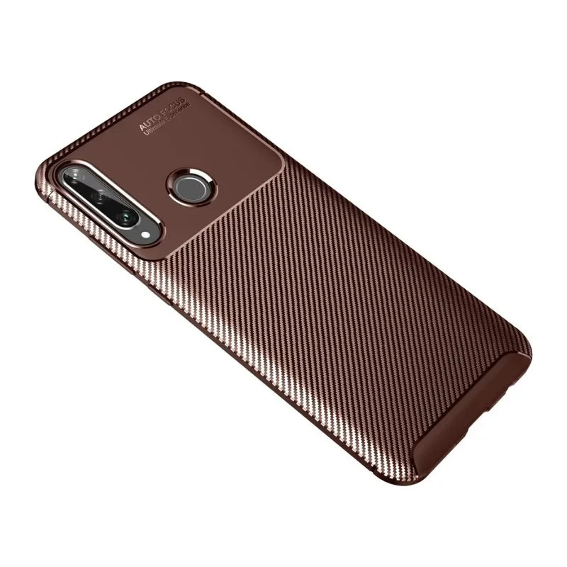 Huawei Y6P Uyumlu Kılıf Auto Focus Karbon Kapak - Kahverengi