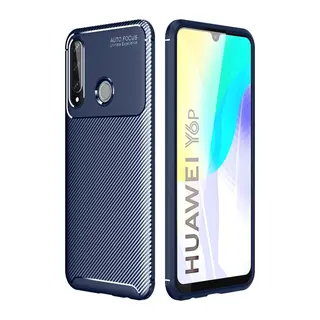 Huawei Y6P Uyumlu Kılıf Auto Focus Karbon Kapak - Lacivert