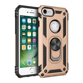 Apple iPhone 7 Uyumlu Kılıf Sofya Yüzüklü Silikon Kapak - Gold