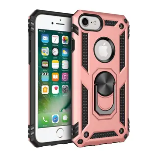 Apple iPhone 7 Uyumlu Kılıf Sofya Yüzüklü Silikon Kapak - Rose