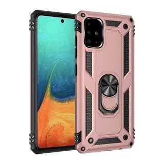 Samsung Galaxy A71 Uyumlu Kılıf Sofya Yüzüklü Silikon Kapak - Rose