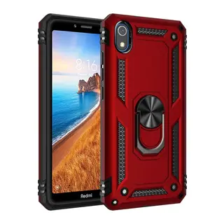 Xiaomi Redmi 7A Uyumlu Kılıf Sofya Yüzüklü Silikon Kapak - Kırmızı