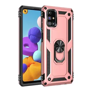 Samsung Galaxy M31S Uyumlu Kılıf Sofya Yüzüklü Silikon Kapak - Rose