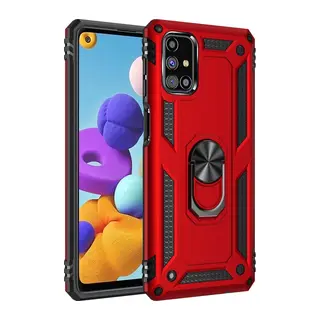 Samsung Galaxy M31S Uyumlu Kılıf Sofya Yüzüklü Silikon Kapak - Kırmızı