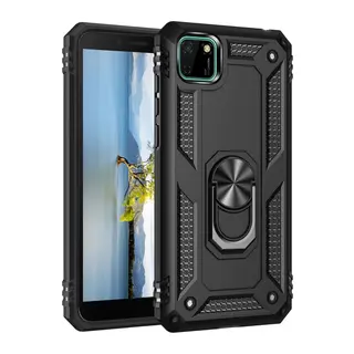 Huawei Y5P Uyumlu Kılıf Sofya Yüzüklü Silikon Kapak - Siyah