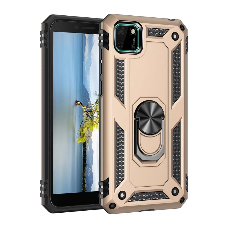Huawei Y5P Uyumlu Kılıf Sofya Yüzüklü Silikon Kapak - Gold