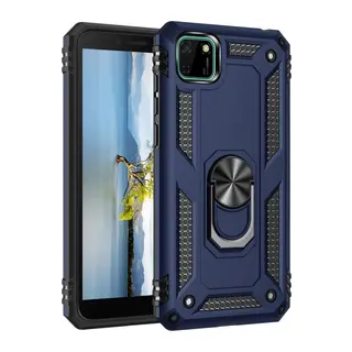 Huawei Y5P Uyumlu Kılıf Sofya Yüzüklü Silikon Kapak - Lacivert