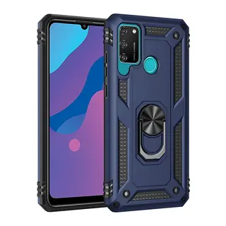 Huawei Y6P Uyumlu Kılıf Sofya Yüzüklü Silikon Kapak - Lacivert