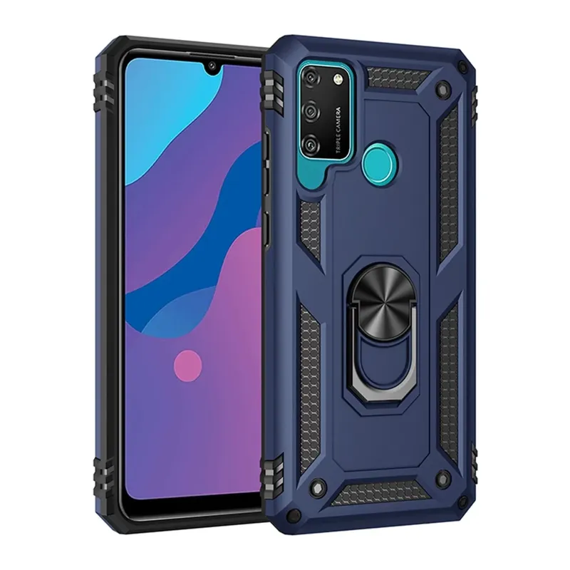 Huawei Y6P Uyumlu Kılıf Sofya Yüzüklü Silikon Kapak - Lacivert