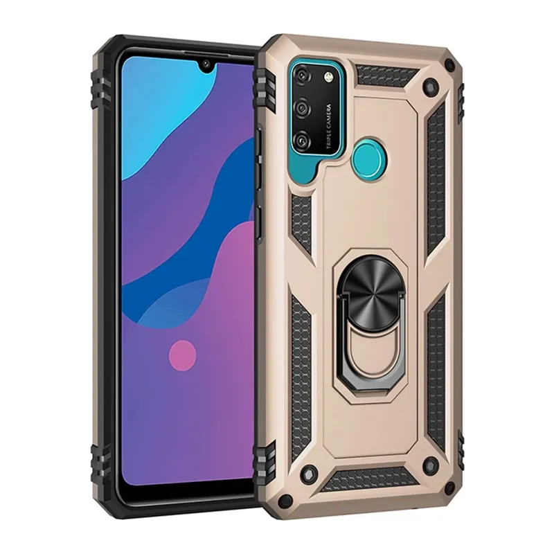 Huawei Y6P Uyumlu Kılıf Sofya Yüzüklü Silikon Kapak - Gold
