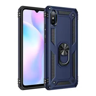 Xiaomi Redmi 9A Uyumlu Kılıf Sofya Yüzüklü Silikon Kapak - Lacivert