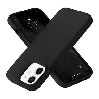 Apple iPhone 12 Uyumlu Kılıf Nano içi Kadife Silikon- Siyah