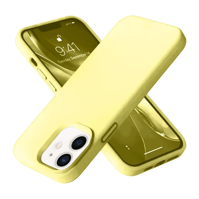 Apple iPhone 12 Uyumlu Kılıf Nano içi Kadife Silikon- Sarı
