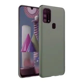 Samsung Galaxy M31 Kılıf Nano içi Kadife Silikon - Koyu Yeşil