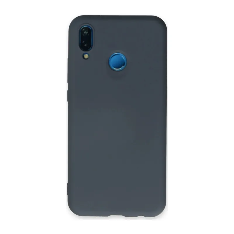 Huawei P20 Lite Uyumlu Kılıf Nano içi Kadife Silikon - Gri