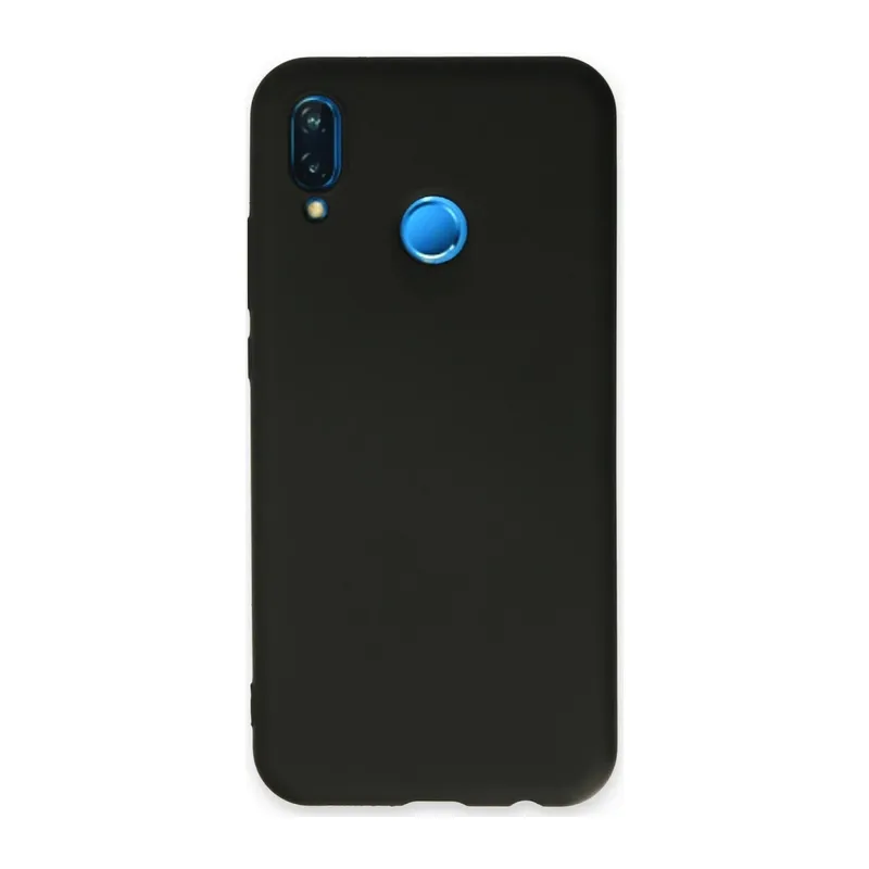 Huawei P20 Lite Uyumlu Kılıf Nano içi Kadife Silikon - Siyah
