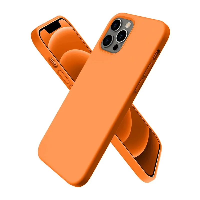 Apple iPhone 12 Pro Uyumlu Kılıf First Silikon - Turuncu