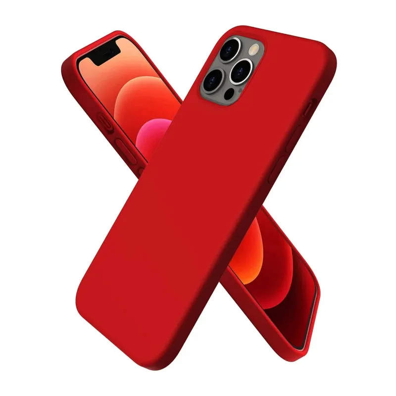 Apple iPhone 12 Pro Max Uyumlu Kılıf First Silikon - Koyu Kırmızı