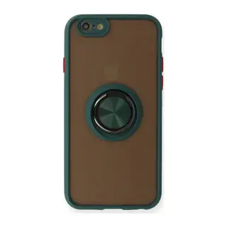 Apple iPhone 6 Uyumlu Kılıf Montreal Yüzüklü Silikon Kapak - Yeşil