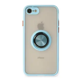 Apple iPhone 7 Kılıf Montreal Yüzüklü Silikon Kapak - Buz Mavi
