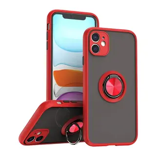 Apple iPhone 11 Kılıf Montreal Yüzüklü Silikon Kapak - Kırmızı
