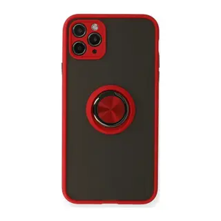 Apple iPhone 11 Pro Uyumlu Kılıf Montreal Yüzüklü Silikon Kapak - Kırmızı