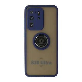 Samsung Galaxy S20 Ultra Uyumlu Kılıf Montreal Yüzüklü Silikon Kapak - Lacivert