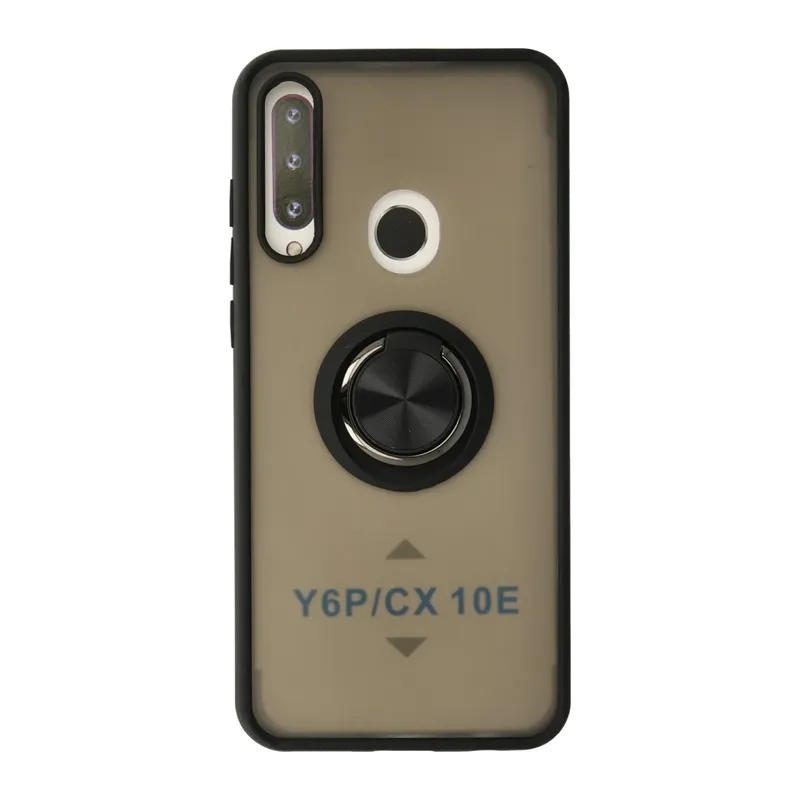 Huawei Y6P Kılıf Montreal Yüzüklü Silikon Kapak - Siyah