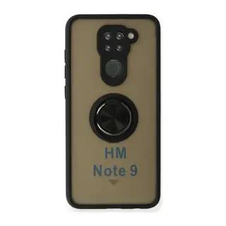 Xiaomi Redmi Note 9 Uyumlu Kılıf Montreal Yüzüklü Silikon Kapak - Siyah