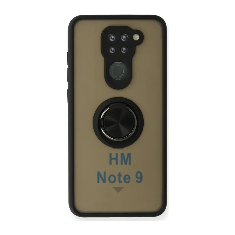 Xiaomi Redmi Note 9 Uyumlu Kılıf Montreal Yüzüklü Silikon Kapak - Siyah