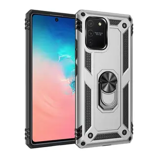 Samsung Galaxy A91 / S10 Lite Kılıf Sofya Yüzüklü Silikon Kapak - Gümüş