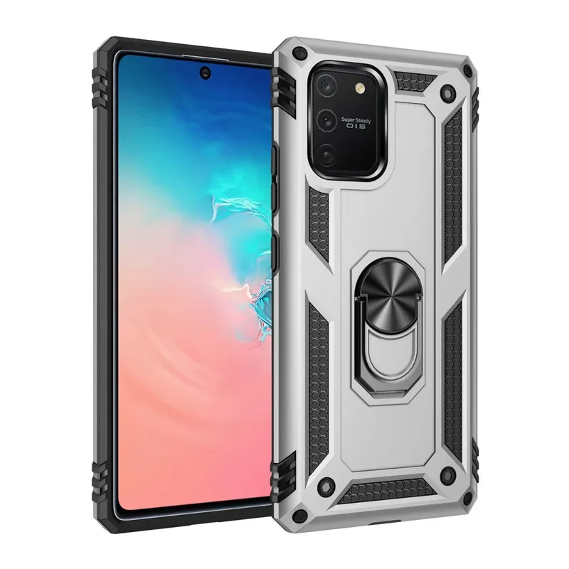 Samsung Galaxy A91 / S10 Lite Uyumlu Kılıf Sofya Yüzüklü Silikon Kapak - Gümüş