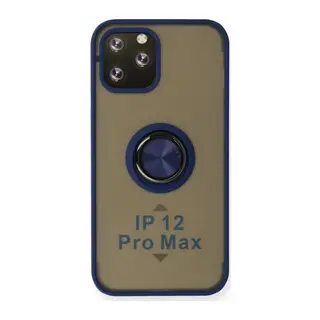 Apple iPhone 12 Pro Kılıf Montreal Yüzüklü Silikon Kapak - Lacivert